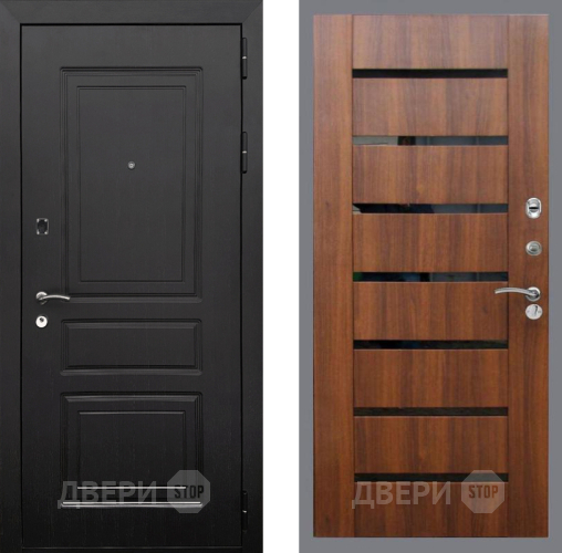 Входная металлическая Дверь Рекс (REX) 6 Венге СБ-14 стекло черное Орех бренди в Истра