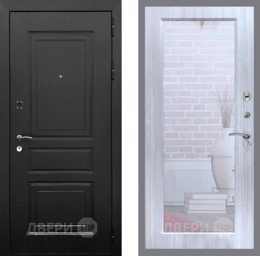 Входная металлическая Дверь Рекс (REX) 6 Венге Зеркало Пастораль Сандал белый в Истра