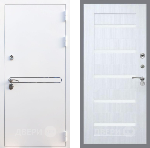 Входная металлическая Дверь Рекс (REX) 27 СБ-14 стекло белое Сандал белый в Истра