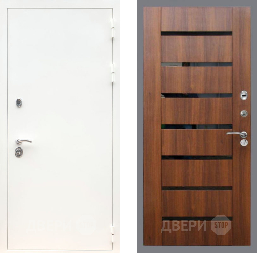 Дверь Рекс (REX) 5 Белая Шагрень СБ-14 стекло черное Орех бренди в Истра