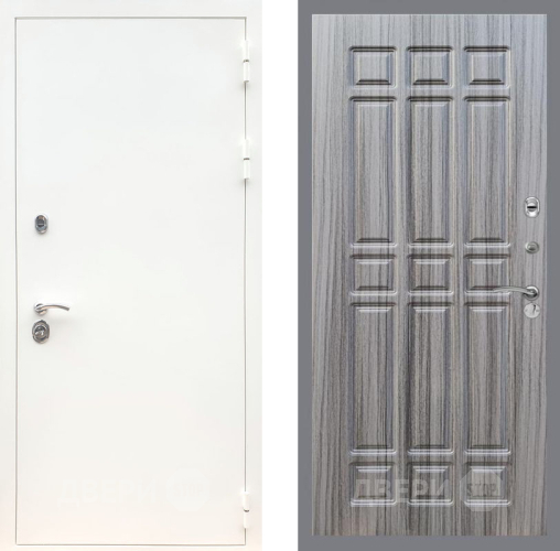 Входная металлическая Дверь Рекс (REX) 5 Белая Шагрень FL-33 Сандал грей в Истра