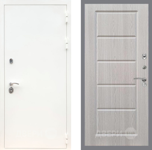 Входная металлическая Дверь Рекс (REX) 5 Белая Шагрень FL-39 Беленый дуб в Истра