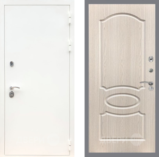 Входная металлическая Дверь Рекс (REX) 5 Белая Шагрень FL-128 Беленый дуб в Истра