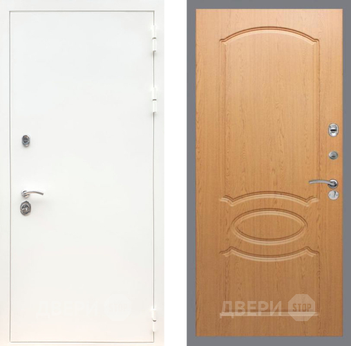 Входная металлическая Дверь Рекс (REX) 5 Белая Шагрень FL-128 Дуб в Истра