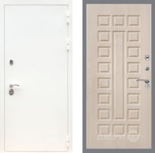 Входная металлическая Дверь Рекс (REX) 5 Белая Шагрень FL-183 Беленый дуб в Истра