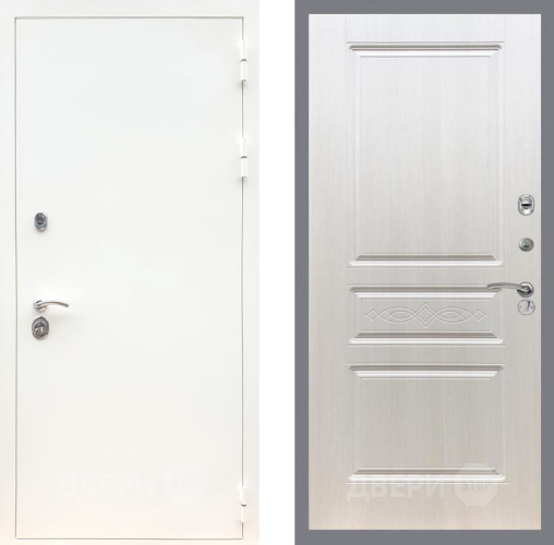 Входная металлическая Дверь Рекс (REX) 5 Белая Шагрень FL-243 Лиственница беж в Истра