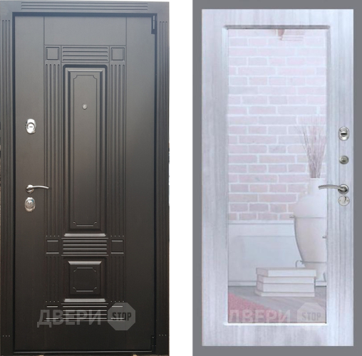 Входная металлическая Дверь Рекс (REX) 9 Зеркало Пастораль Сандал белый в Истра