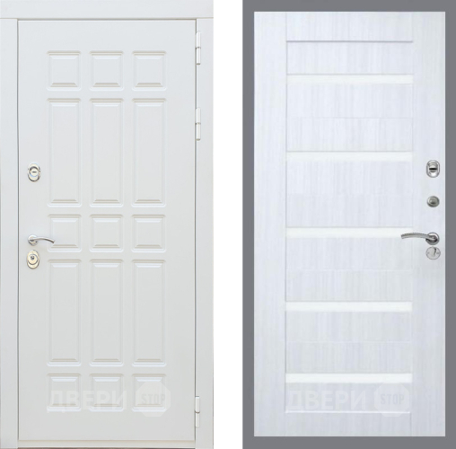 Входная металлическая Дверь Рекс (REX) 8 Силк Сноу СБ-14 стекло белое Сандал белый в Истра