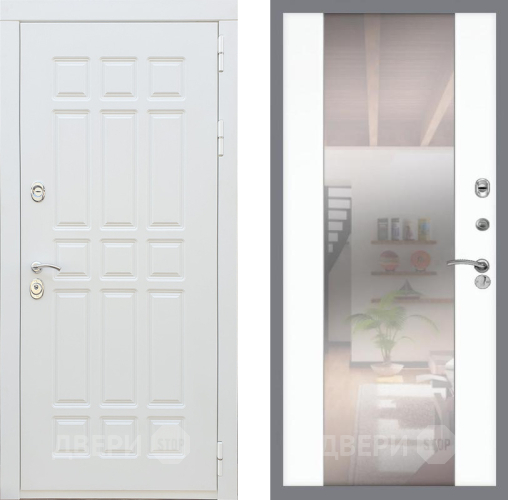 Входная металлическая Дверь Рекс (REX) 8 Силк Сноу СБ-16 Зеркало Силк Сноу в Истра