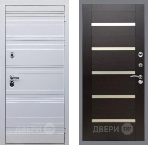 Входная металлическая Дверь Рекс (REX) 14 Силк Сноу СБ-14 стекло белое венге поперечный в Истра