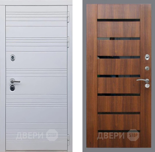 Входная металлическая Дверь Рекс (REX) 14 Силк Сноу СБ-14 стекло черное Орех бренди в Истра