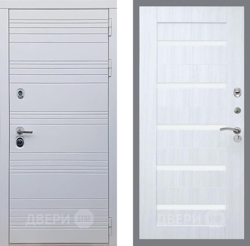 Входная металлическая Дверь Рекс (REX) 14 Силк Сноу СБ-14 стекло белое Сандал белый в Истра