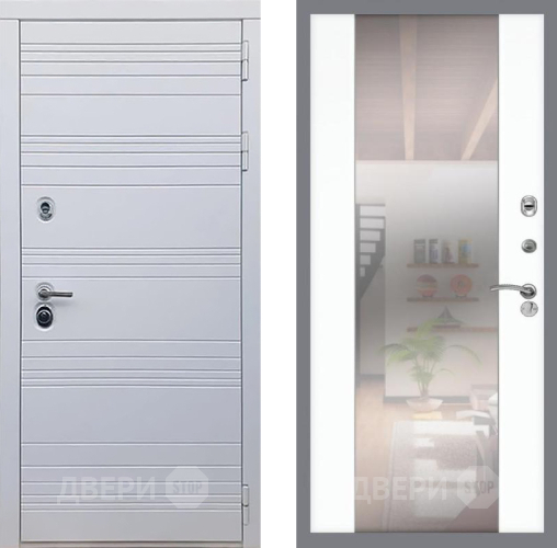 Входная металлическая Дверь Рекс (REX) 14 Силк Сноу СБ-16 Зеркало Силк Сноу в Истра