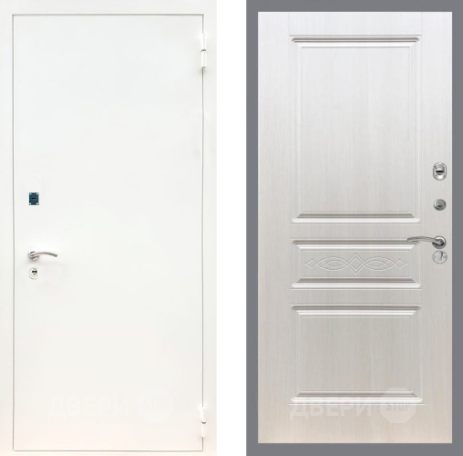 Входная металлическая Дверь Рекс (REX) 1А Белая шагрень FL-243 Лиственница беж в Истра