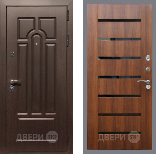 Входная металлическая Дверь Рекс (REX) Эврика СБ-14 стекло черное Орех бренди в Истра