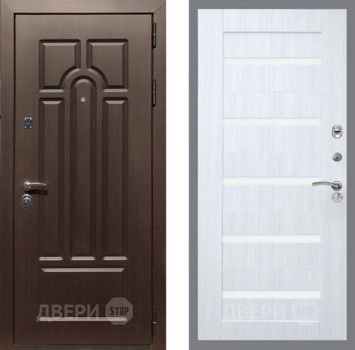 Входная металлическая Дверь Рекс (REX) Эврика СБ-14 стекло белое Сандал белый в Истра