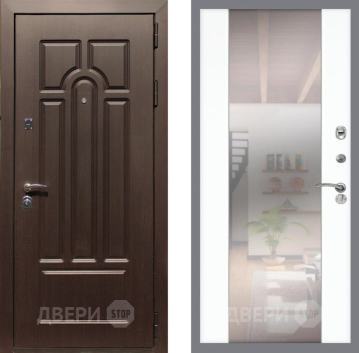 Входная металлическая Дверь Рекс (REX) Эврика СБ-16 Зеркало Силк Сноу в Истра