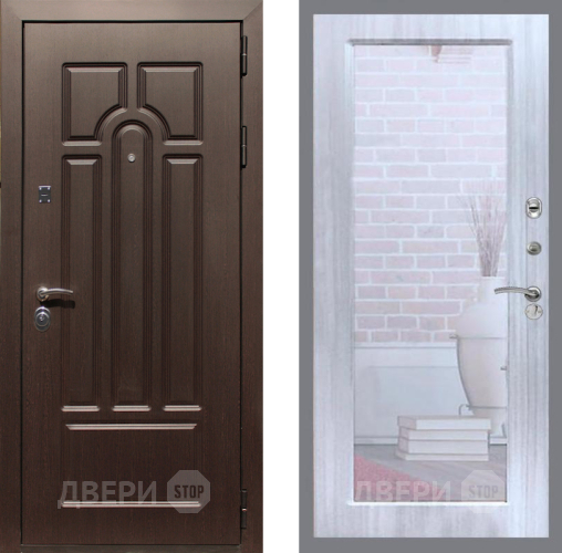 Входная металлическая Дверь Рекс (REX) Эврика Зеркало Пастораль Сандал белый в Истра