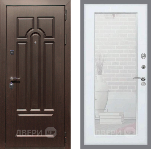 Входная металлическая Дверь Рекс (REX) Эврика Зеркало Пастораль Силк Сноу в Истра