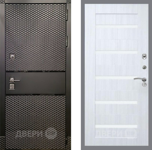 Дверь Рекс (REX) 15 Черный Кварц СБ-14 стекло белое Сандал белый в Истра