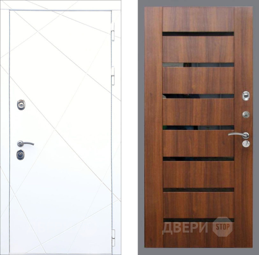 Входная металлическая Дверь Рекс (REX) 13 Силк Сноу СБ-14 стекло черное Орех бренди в Истра