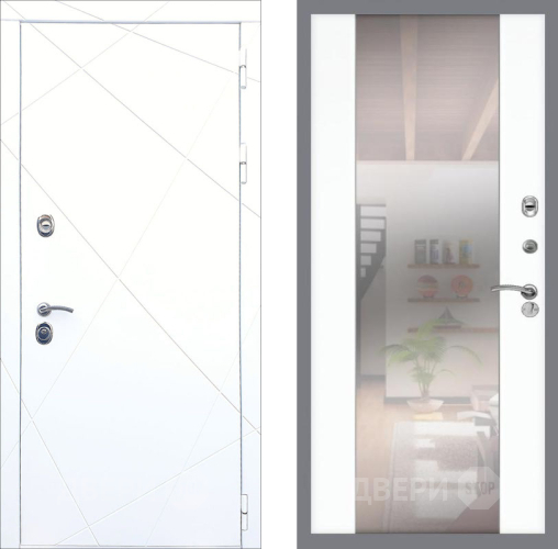 Входная металлическая Дверь Рекс (REX) 13 Силк Сноу СБ-16 Зеркало Силк Сноу в Истра