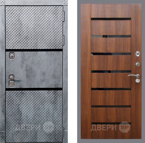 Входная металлическая Дверь Рекс (REX) 15 Бетон Темный СБ-14 стекло черное Орех бренди в Истра