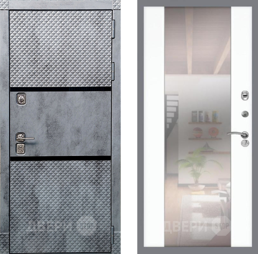 Входная металлическая Дверь Рекс (REX) 15 Бетон Темный СБ-16 Зеркало Силк Сноу в Истра