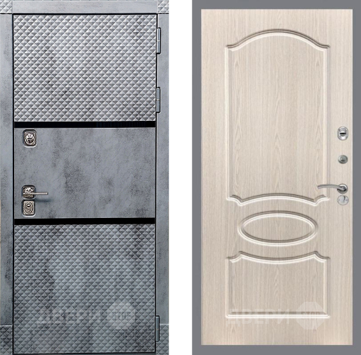 Входная металлическая Дверь Рекс (REX) 15 Бетон Темный FL-128 Беленый дуб в Истра