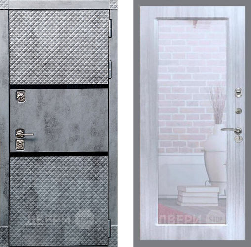 Входная металлическая Дверь Рекс (REX) 15 Бетон Темный Зеркало Пастораль Сандал белый в Истра