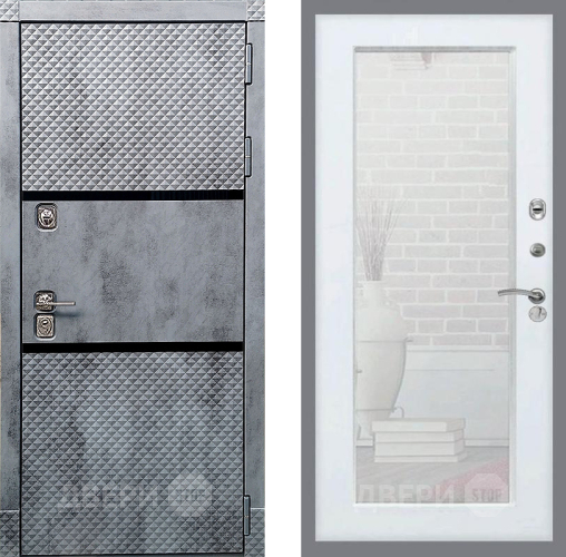 Дверь Рекс (REX) 15 Бетон Темный Зеркало Пастораль Силк Сноу в Истра