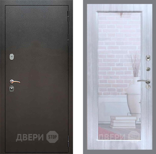 Входная металлическая Дверь Рекс (REX) 5 Серебро Антик Зеркало Пастораль Сандал белый в Истра