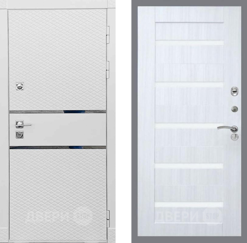 Входная металлическая Дверь Рекс (REX) 15 Силк Сноу СБ-14 стекло белое Сандал белый в Истра