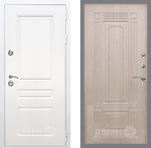 Входная металлическая Дверь Рекс (REX) Премиум-н Силк Сноу FL-2 Беленый дуб в Истра