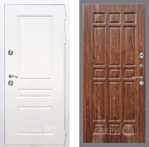 Входная металлическая Дверь Рекс (REX) Премиум-н Силк Сноу FL-33 орех тисненый в Истра