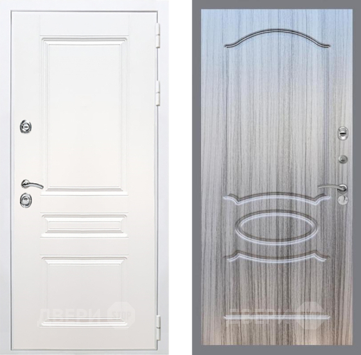 Входная металлическая Дверь Рекс (REX) Премиум-н Силк Сноу FL-128 Сандал грей в Истра