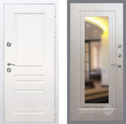 Входная металлическая Дверь Рекс (REX) Премиум-н Силк Сноу FLZ-120 Беленый дуб в Истра