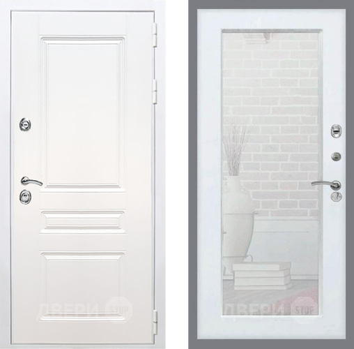 Дверь Рекс (REX) Премиум-н Силк Сноу Зеркало Пастораль Белый ясень в Истра