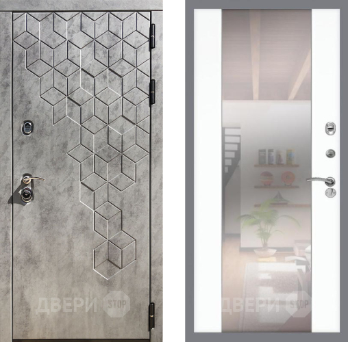 Входная металлическая Дверь Рекс (REX) 23 СБ-16 Зеркало Силк Сноу в Истра