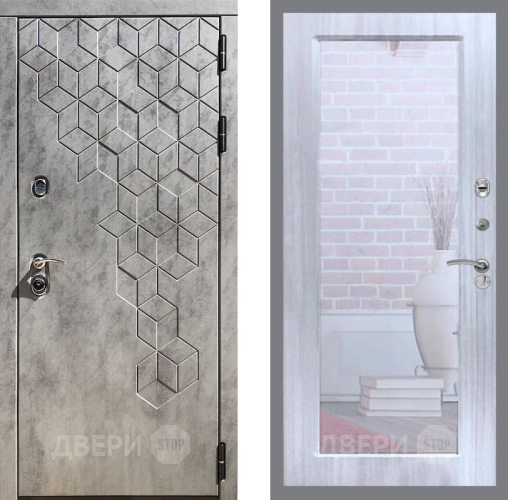 Входная металлическая Дверь Рекс (REX) 23 Зеркало Пастораль Сандал белый в Истра