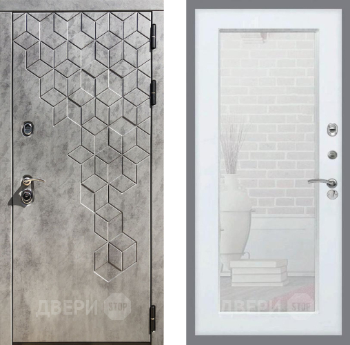 Входная металлическая Дверь Рекс (REX) 23 Зеркало Пастораль Силк Сноу в Истра