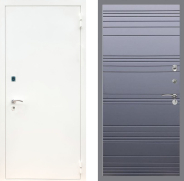 Дверь Рекс (REX) 1А Белая шагрень Line Силк титан 960х2050 мм